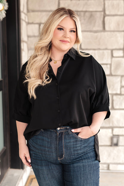 Oversized Puff Sleeve Button Down Shirt