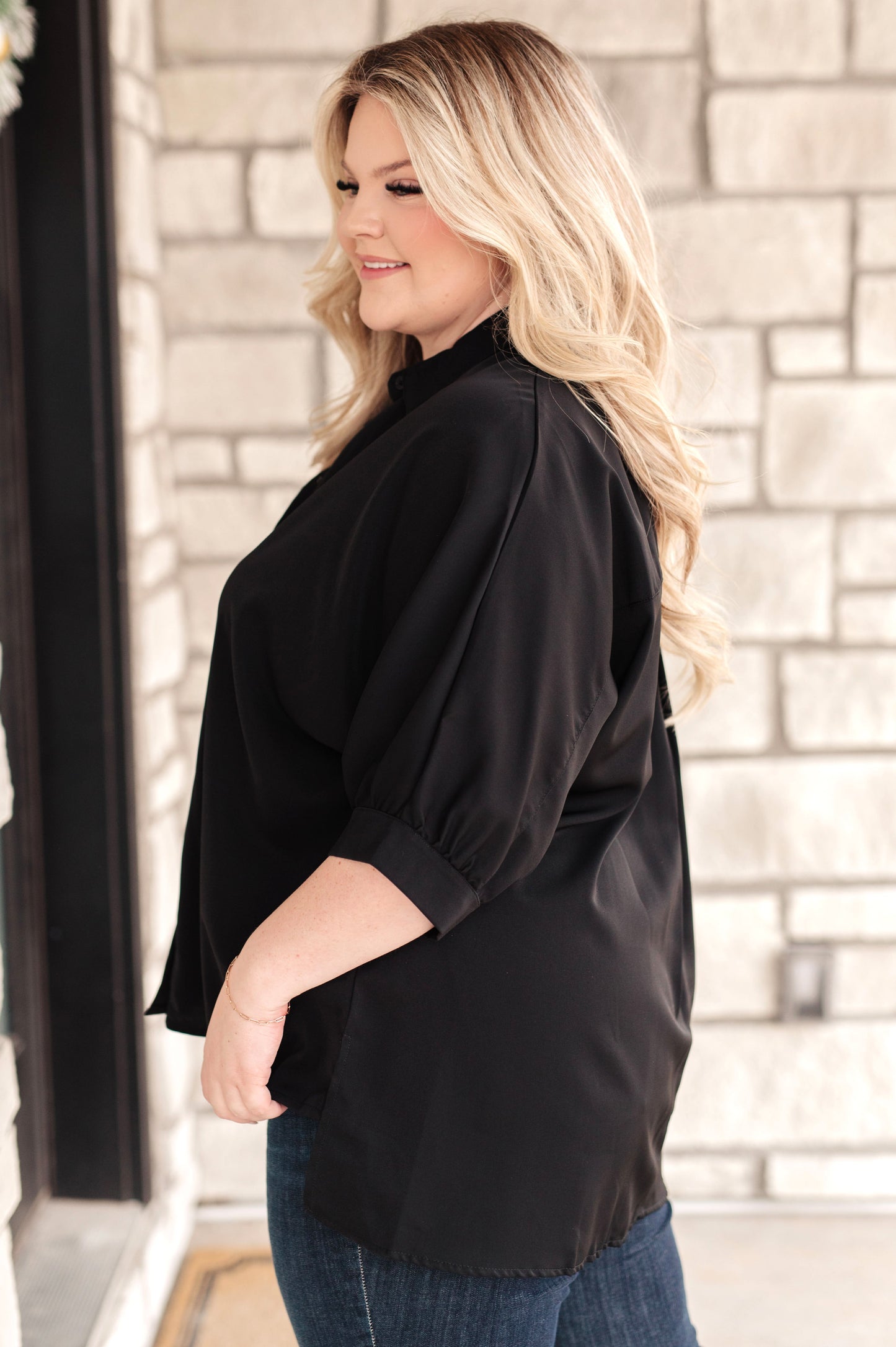 Oversized Puff Sleeve Button Down Shirt