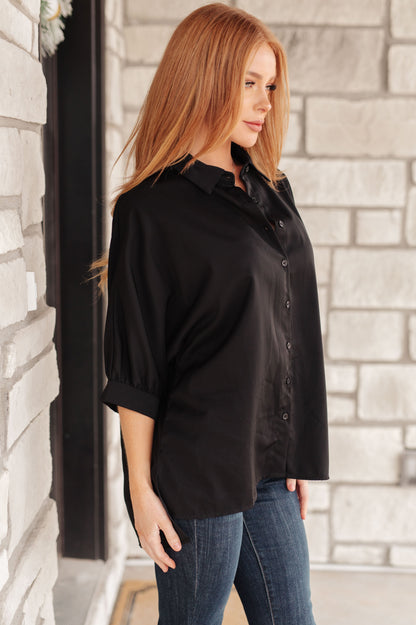 Oversized Puff Sleeve Button Down Shirt
