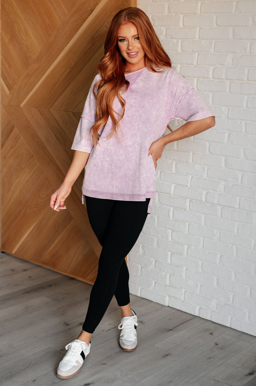 Weekend Wander Mineral Wash Top in Soft Orchid