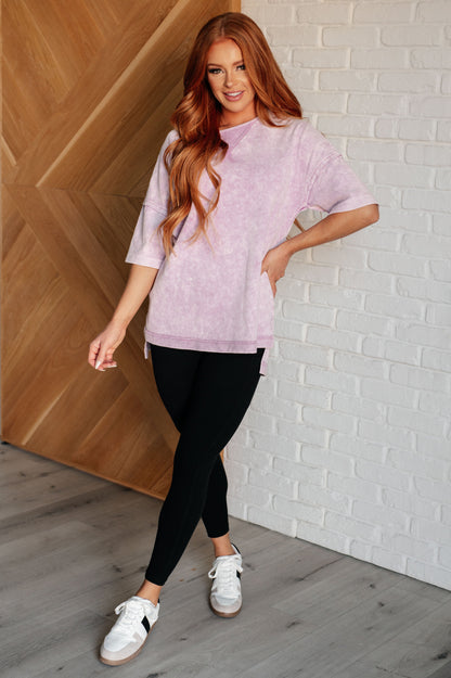 Weekend Wander Mineral Wash Top in Soft Orchid