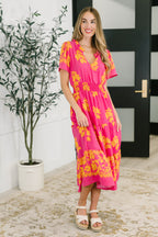 Fuchsia Smocked Waist Tiered Dress