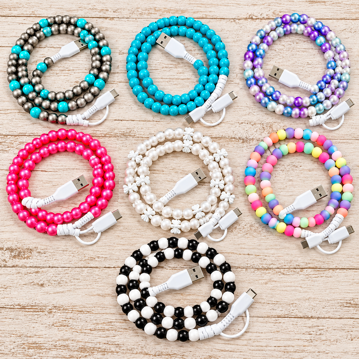 Beaded 2-in-1 Phone Charging Cable