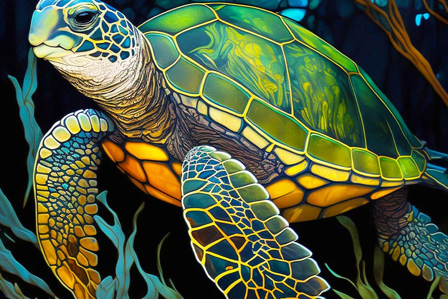 Sea Turtle Stained Glass Mini Puzzle