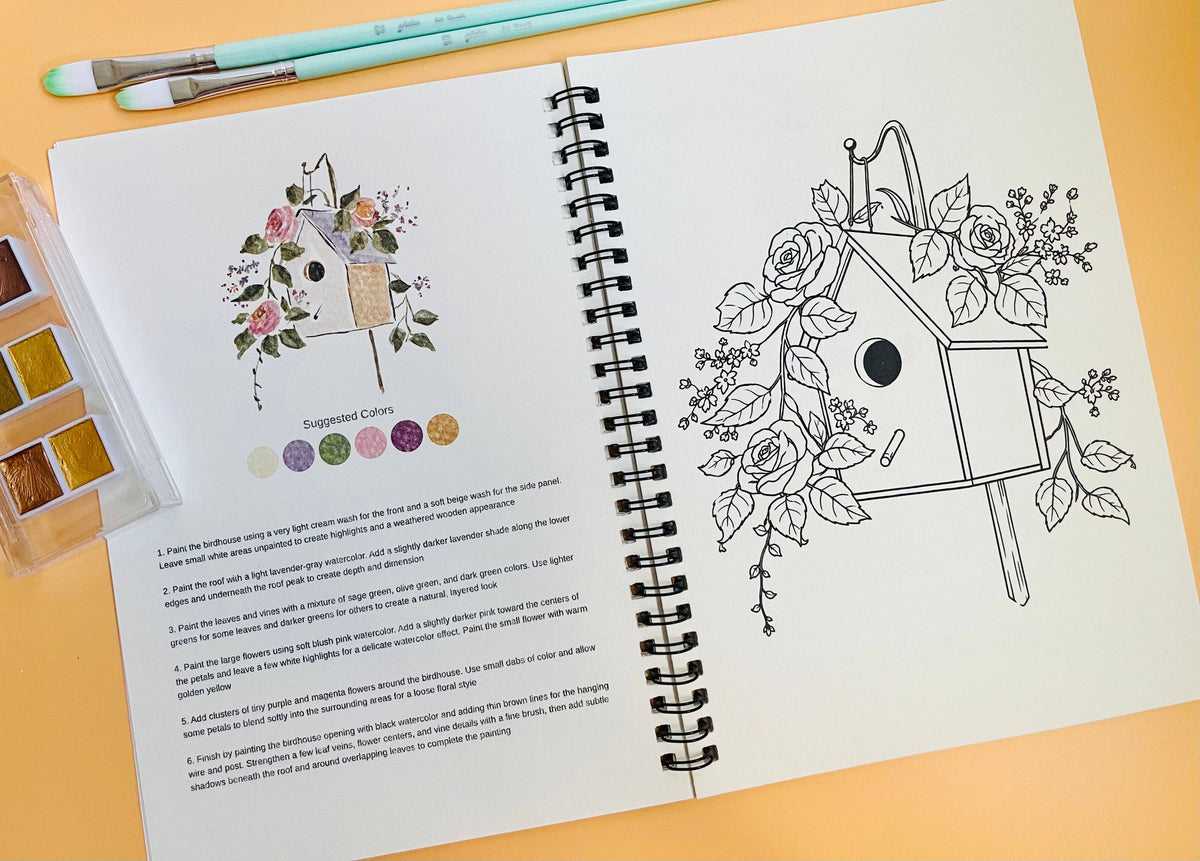 Cottagecore Watercolor Painting Workbook