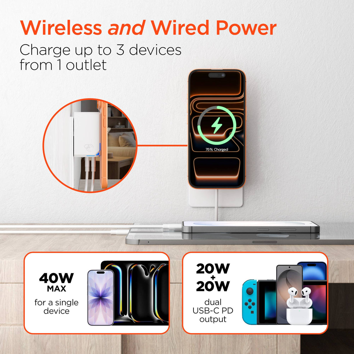 Power Up 3-in-1 Magnetic Wall Charger