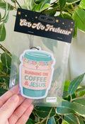 Running on Coffee & Jesus Car Air Freshener