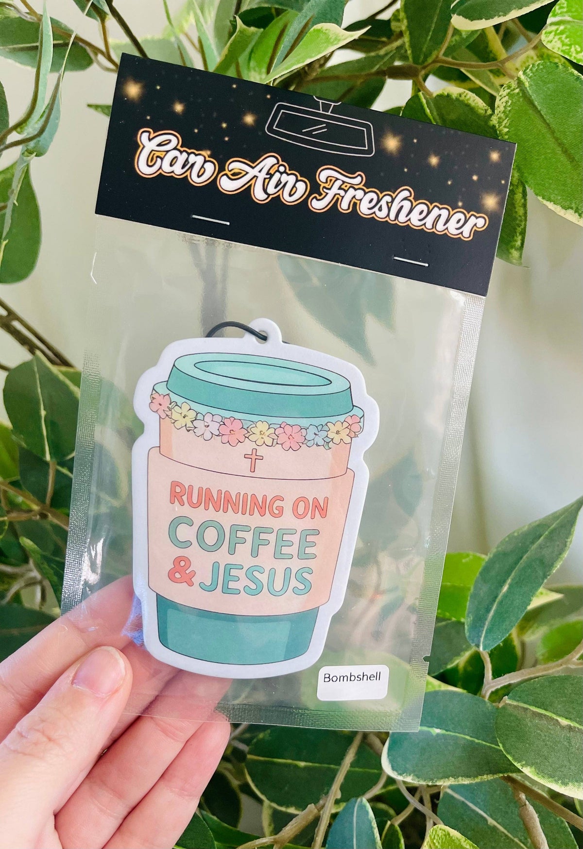 Running on Coffee & Jesus Car Air Freshener