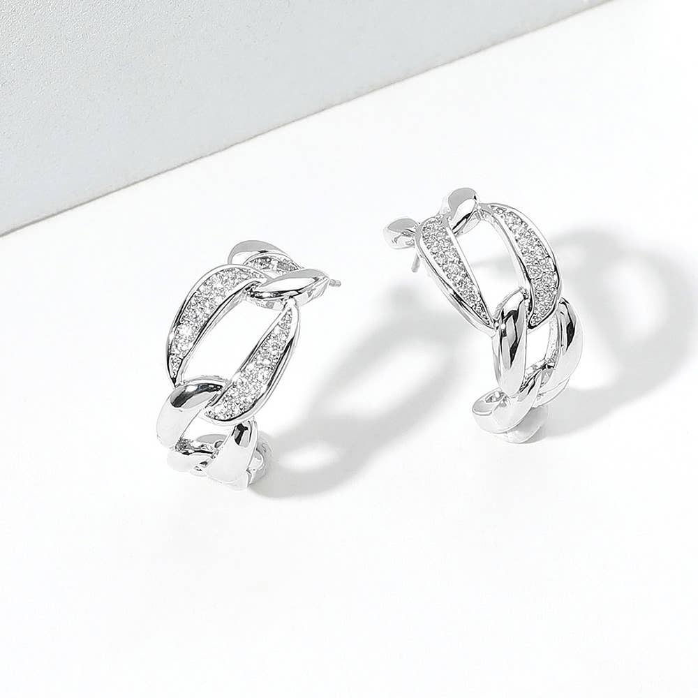 Linked in Sparkle Mini Hoop Earrings