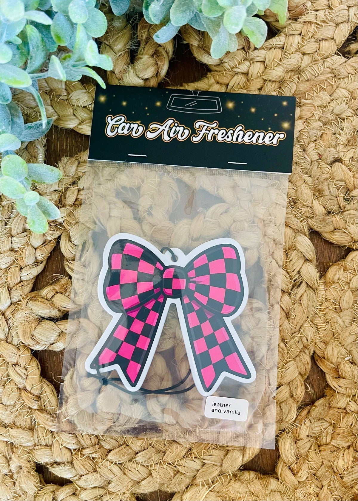 Checkered Bow Car Air Freshener