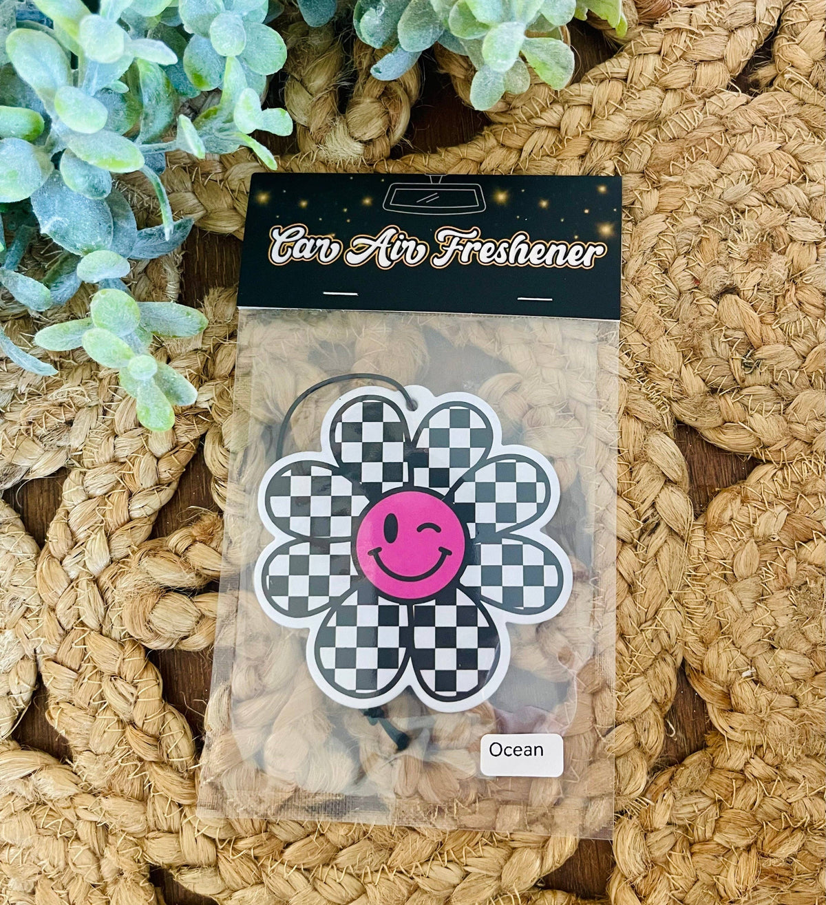 Checkered Daisy Car Air Freshener
