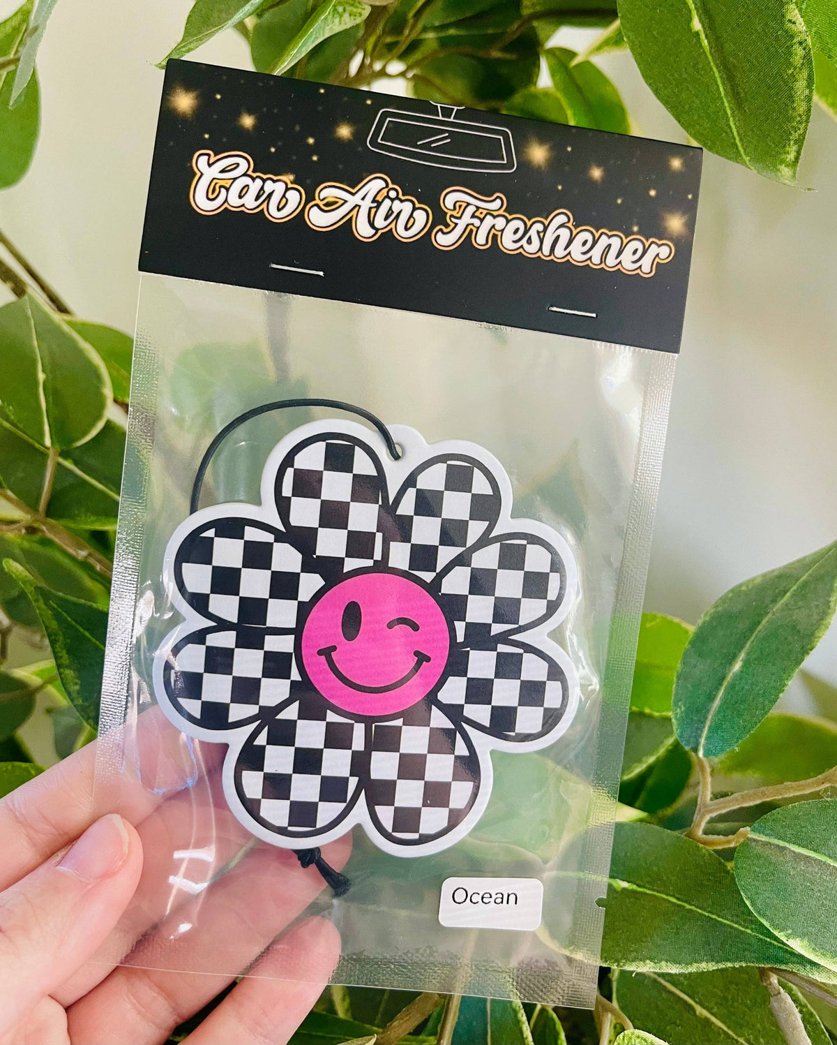 Checkered Daisy Car Air Freshener