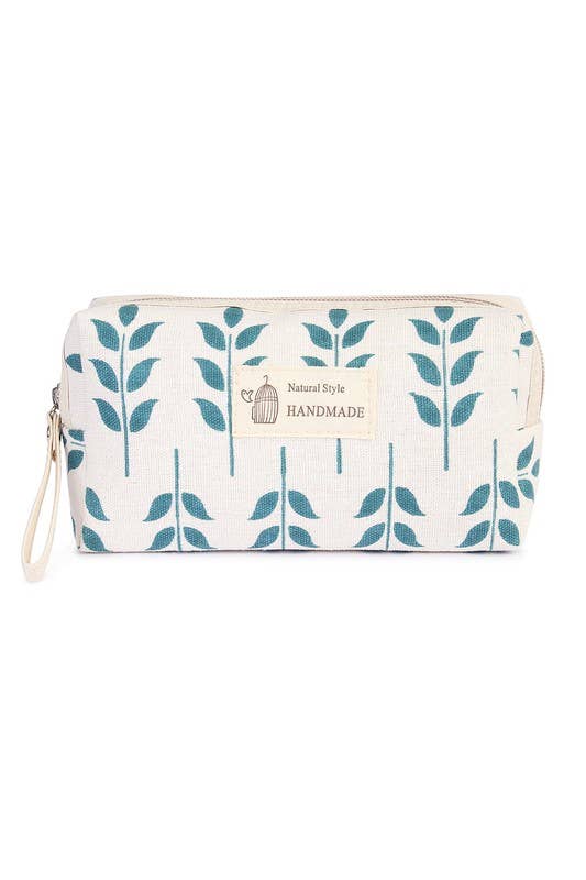 Blue Leaf Cosmetic Bag